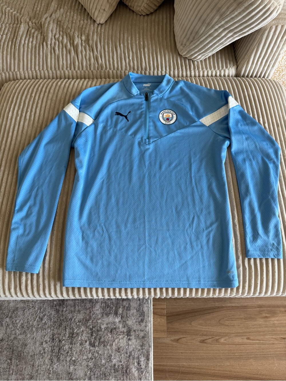 Puma Light Blue Manchester City Zip-Up Training Sweater